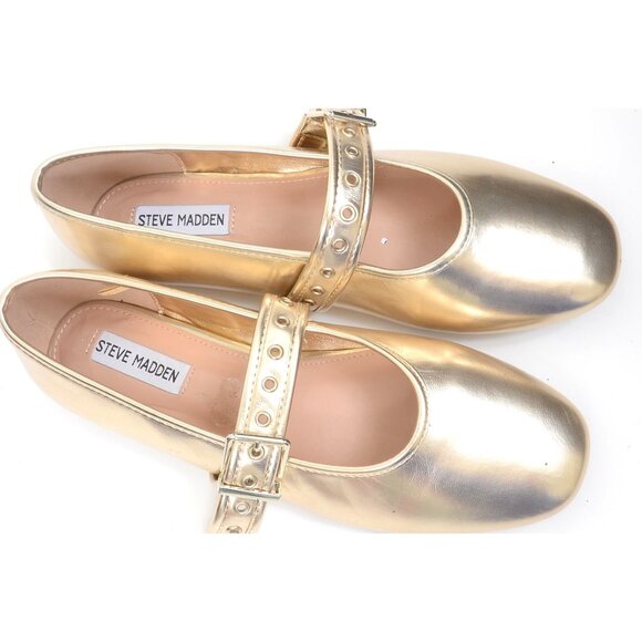 Steve Madden Women's 10M Gold Metallic Mary Jane Flats Cosplay School Fairy - Picture 4 of 7